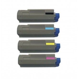 Professional OKI Toner Cartridge for OKIDATA C710 printer compatible with OEM models 43866108 7 6 and 5 in multiple colors